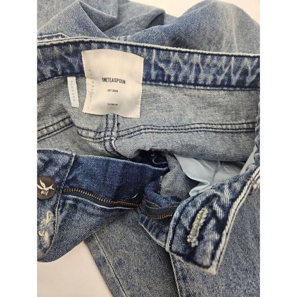 NWOT One Teaspoon High Waist Awesome Baggies Jeans Womens 28R Relaxed Leg Blue - Picture 8 of 8